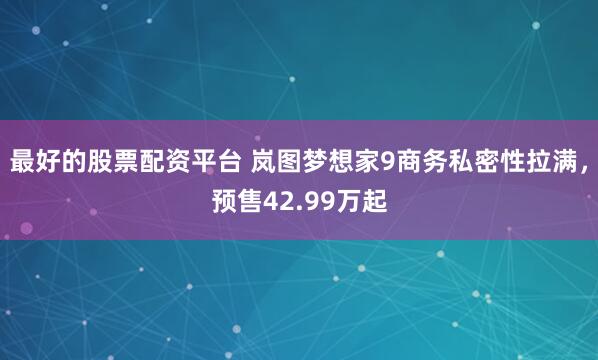 最好的股票配资平台 岚图梦想家9商务私密性拉满，预售42.99万起
